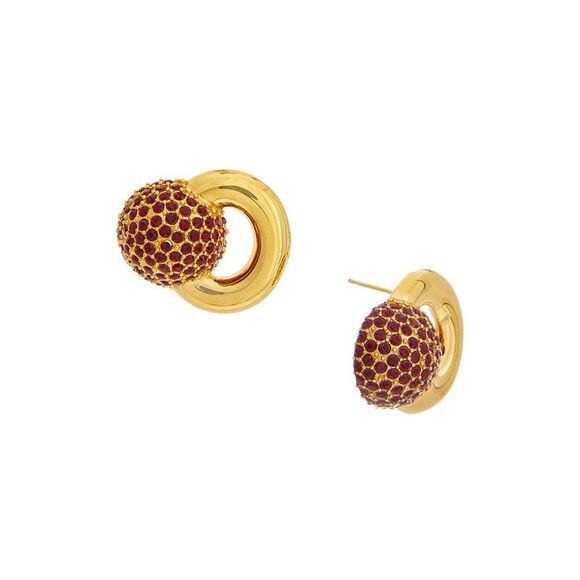 Oscar De La Renta Round Rhinestone Stud Earrings